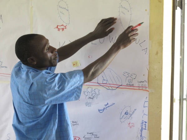 Figure 6. Participatory landscape mapping exercise in Rakai, Uganda.